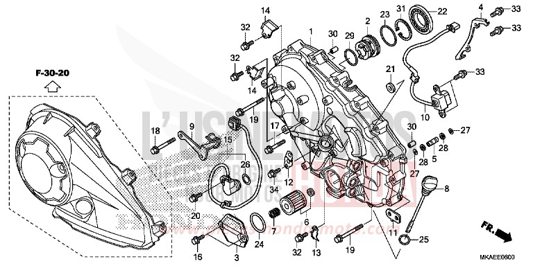 PANNEAU CARTER-MOTEUR D. de Integra 750 PEARL GLARE WHITE (NHB53) de 2019